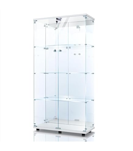 【新品】2段ワイド白｜ガラスコレクションケース｜大人のフィギュア棚 キャビネット 楽天市場】【生活グッズラボ】ガラスケース 2段両扉タイプ(鍵